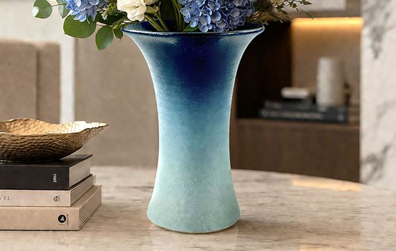 Large Blue and Gray Gradient Vase