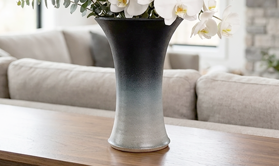 Large Black and Gray Gradient Vase