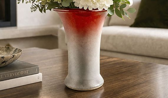 Large Red and Gray Gradient Vase
